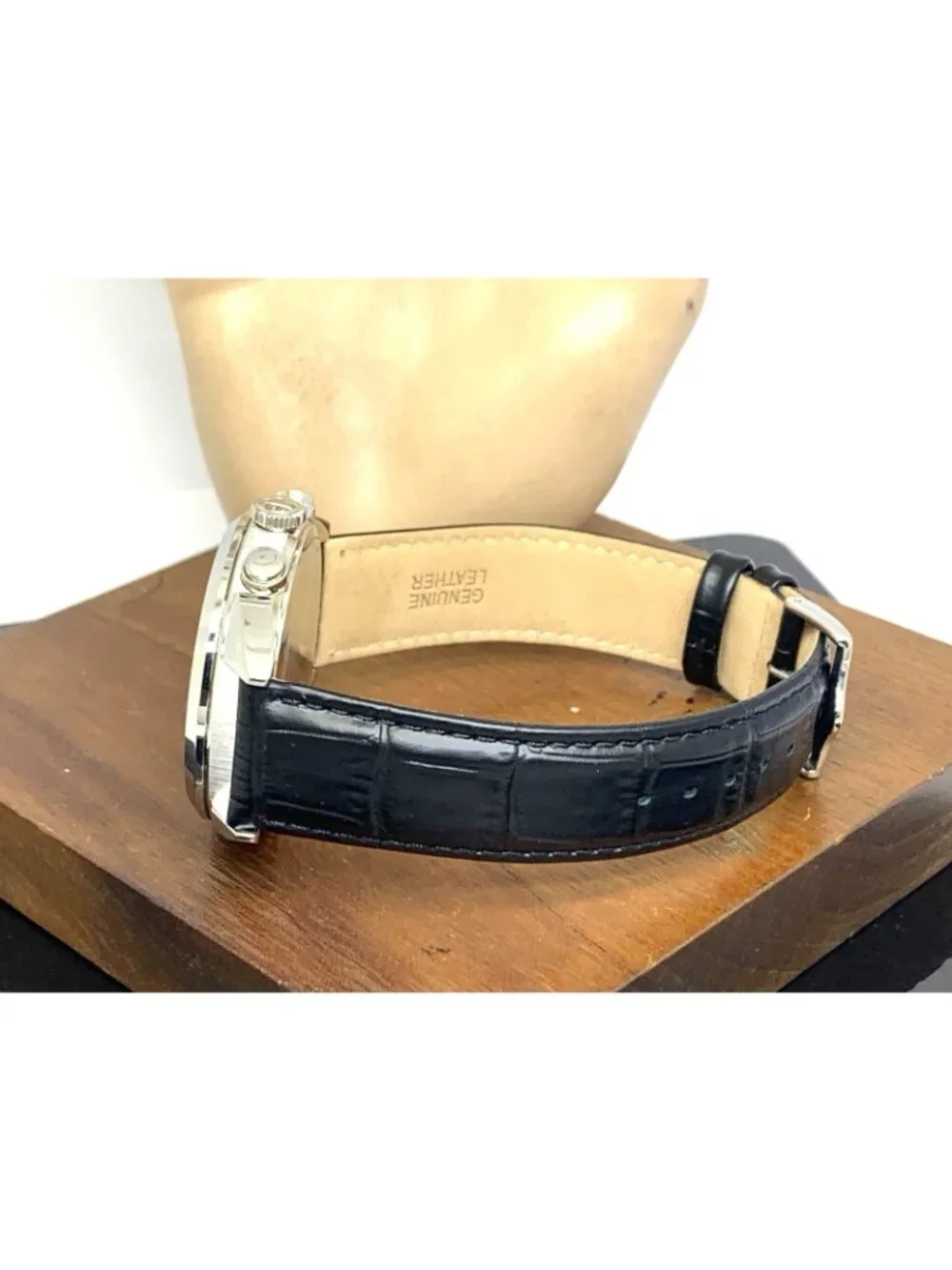 Bulova Men's Watch 96B371 Quartz Chronograph Black Dial Leather Strap 42mm